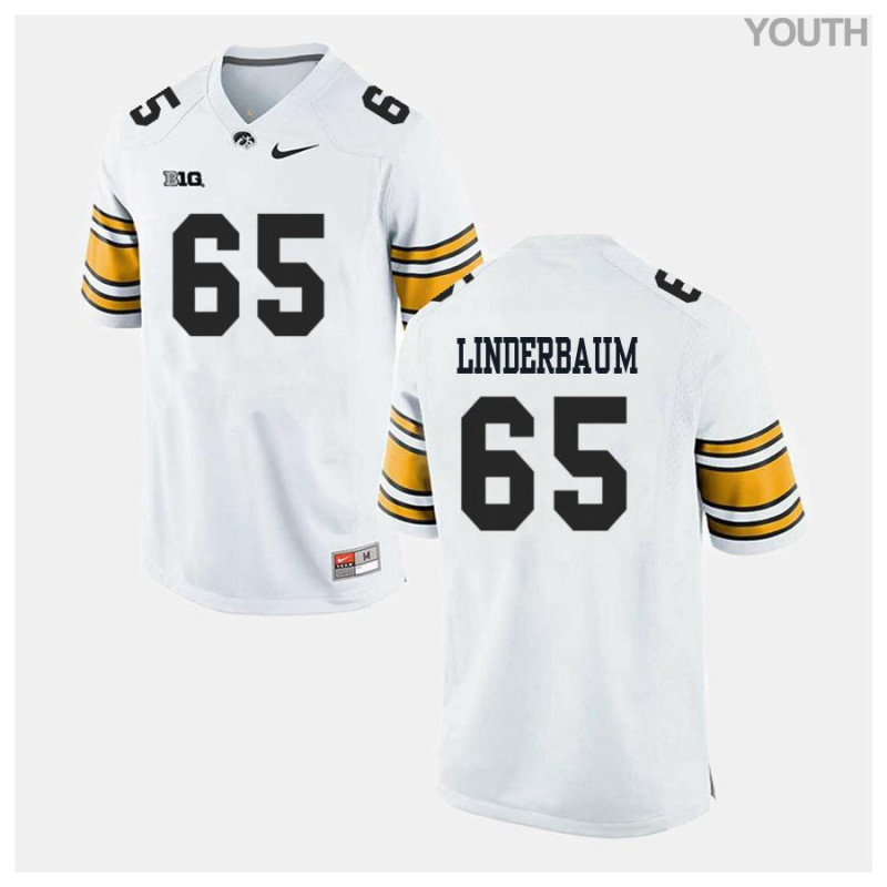 Youth Iowa Hawkeyes NCAA #65 Tyler Linderbaum White Authentic Nike Alumni Stitched College Football Jersey CF34Z67DD